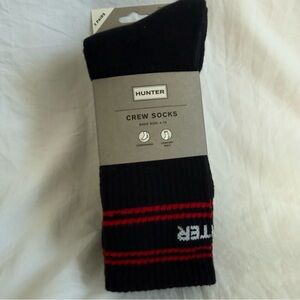 Hunter 3pk‎ Black Crew Socks with Red Accents Size 4-10